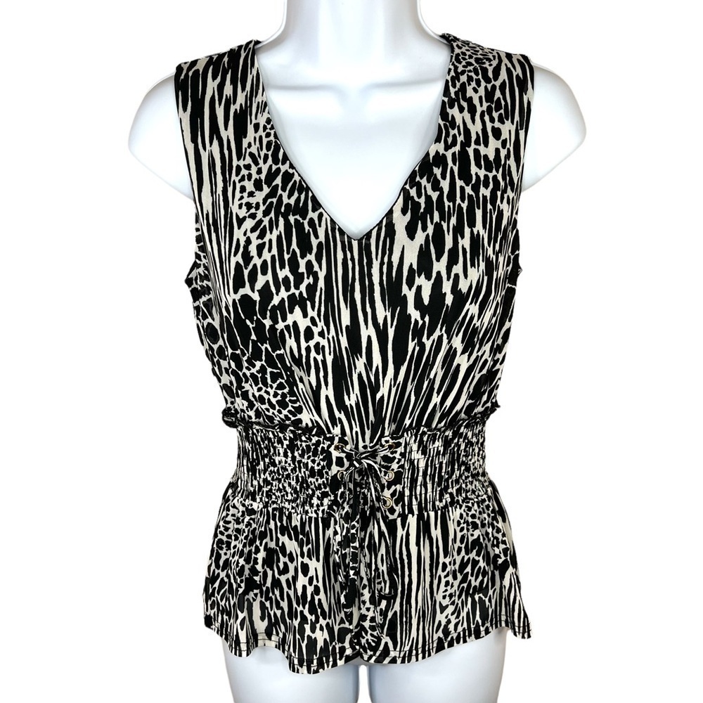 S Ember Zebra Animal Print Sleeveless Top Stretch Small 4 6